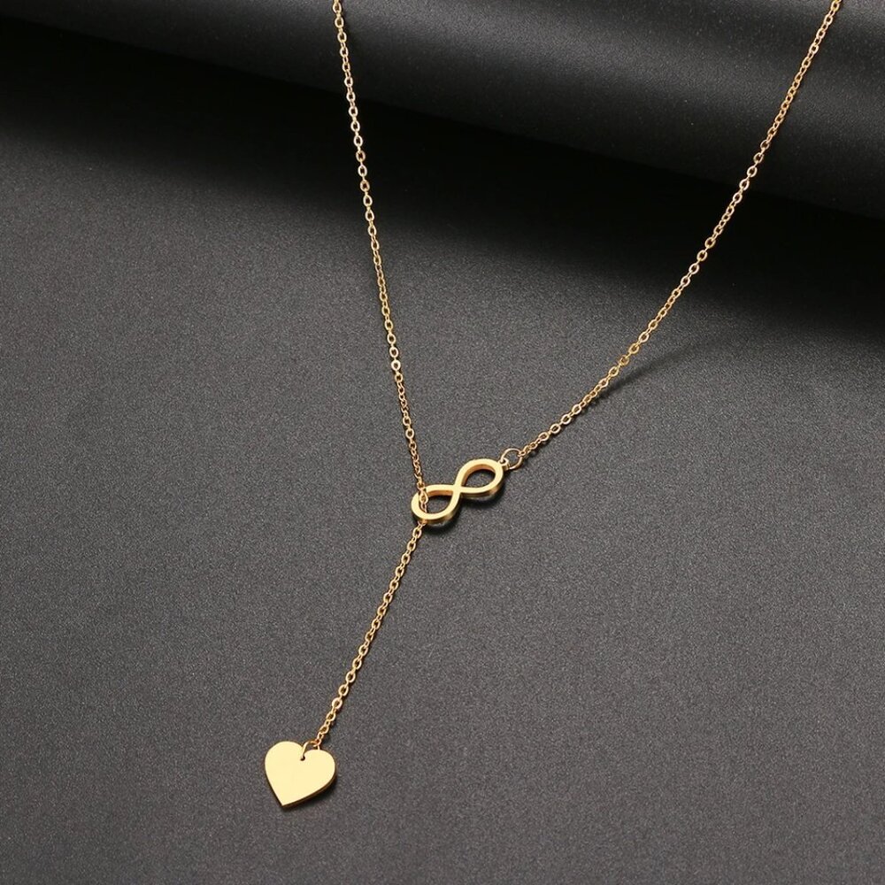 Stainless steel 8 and heart necklace